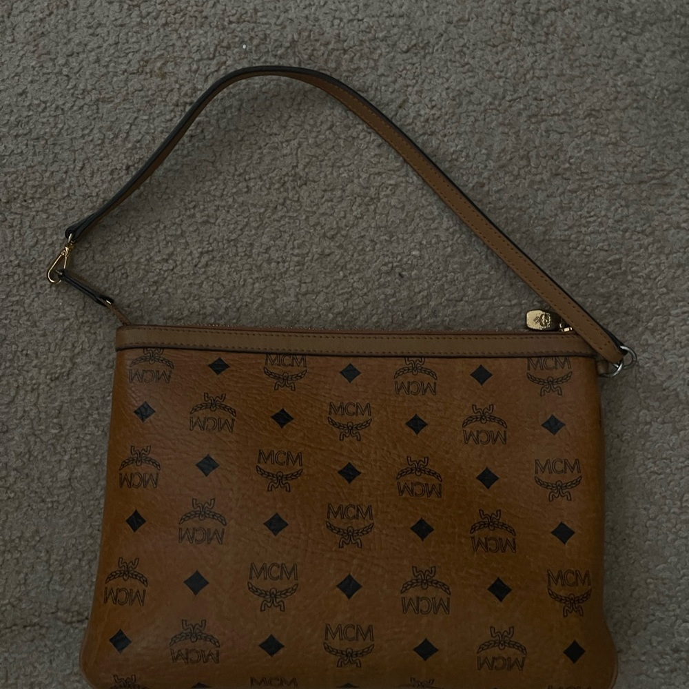 MCM Cognac Monogram Shoulder Bag